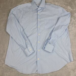Peter Millar‎ Linen Shirt Mens XL Blue Plaid Button Up Long Sleeve